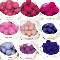 Felt balls 4 sizes mix pink...