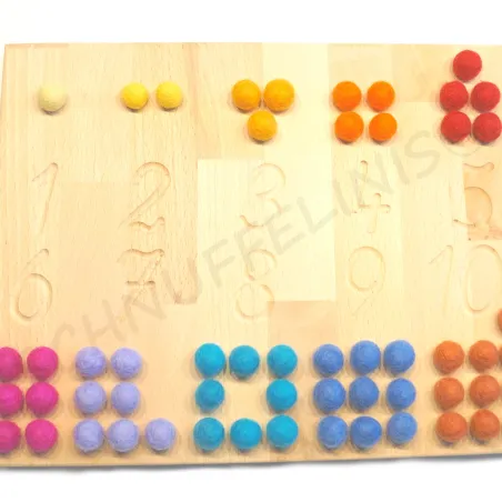 number boards 1 till 10, felt balls montessori toy