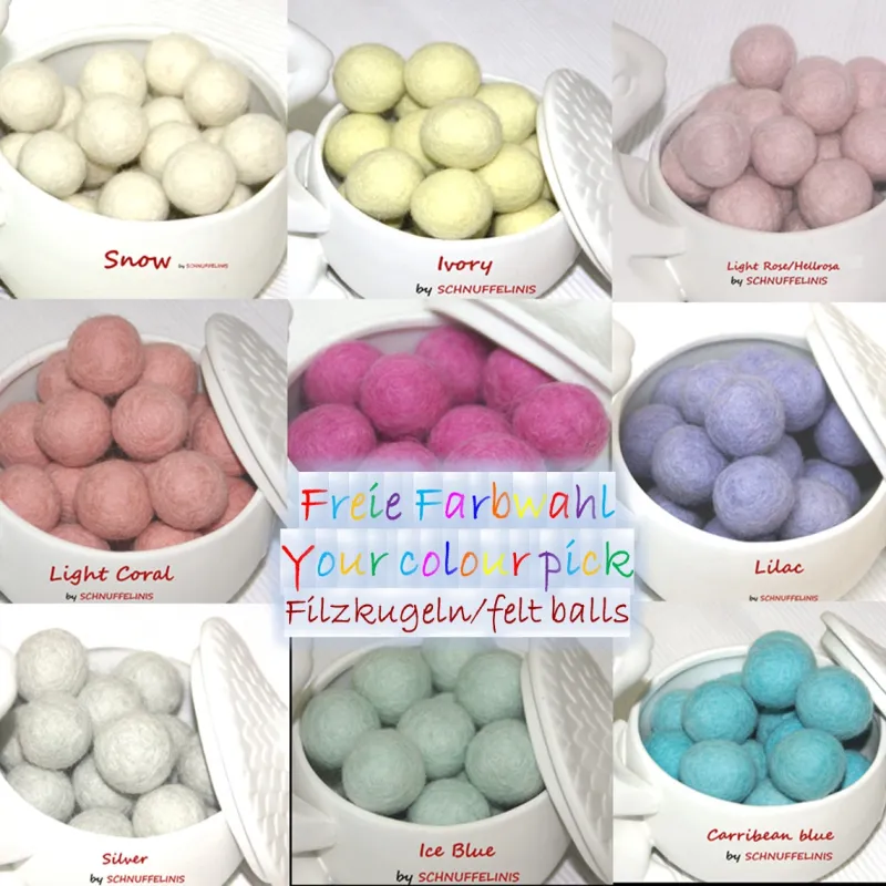 Pastell Filzkugeln Sets, 3 verschiedene Größen Set, sanfte Farben Filz Pastell Filzkugeln Sets, 3 verschiedene Größen Set, sanfte Farben Filz