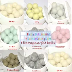 Boules de feutre 3 tailles mix pastel, chaînes & guirlande