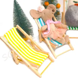 Chaise longue rayée miniature, retro Chaises longues, miniature pour lutins