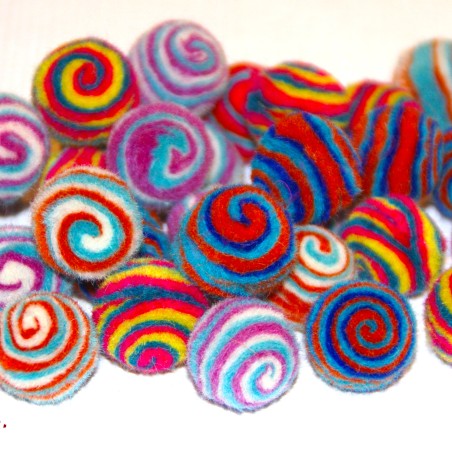 super soft felt balls, felted balls, swirl felt balls, wool felt balls
