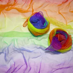 Rainbow colour scarf, scarfs toddler rainbow play, Montessori scarf