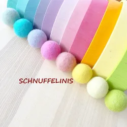 Filzkugeln pastell, Sanfte Farbtöne Regenbogen, Montessori Baby Mobile