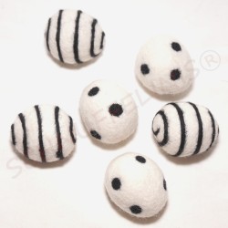 felt Eggs black white mix 1.57"