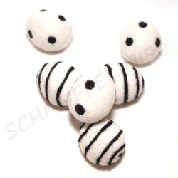 felt Eggs black white mix 1.57"