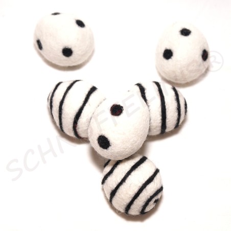 felt Eggs black white mix 1.57"