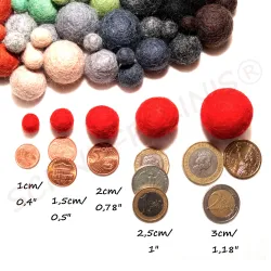 Felt balls 1cm-2,5cm
