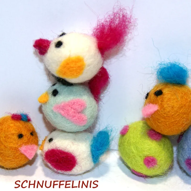 free tutorial, felt balls birdies, Easter tutorial, free felt tutorial