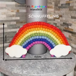 Filzkugeln Wandbild Regenbogen, Wickeltisch Kinderzimmertür Türkranz