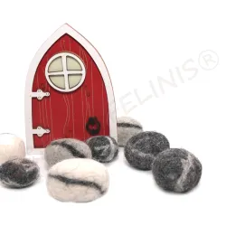Miniature red door set, tomte moves in our house, dollhouse gnome set