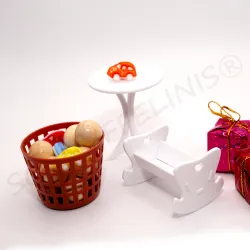 Miniature baby tomte cradle set, mini cradle table set, tiny cradle