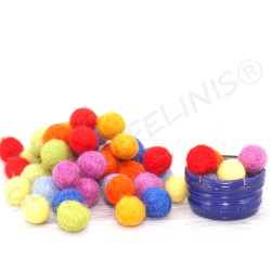 Felt balls rainbow mix set