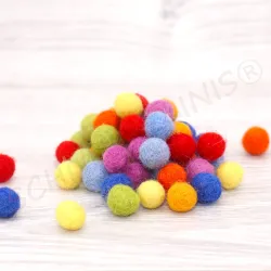 Felt balls rainbow mix set