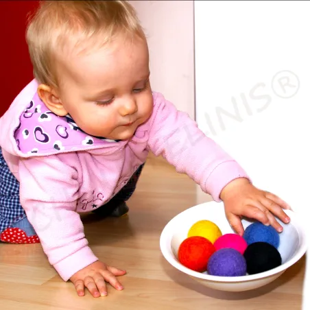 palle di feltro colorate, arcobaleno Montessori, palle feltro colorate