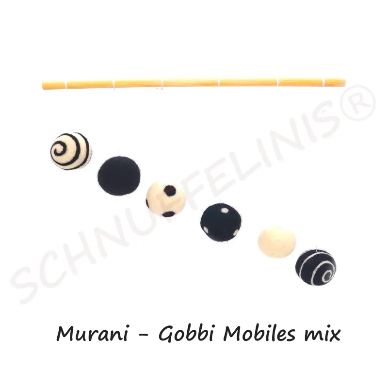 Murani Baby mobile, Gobbi Montessori Mobile, Felt black white