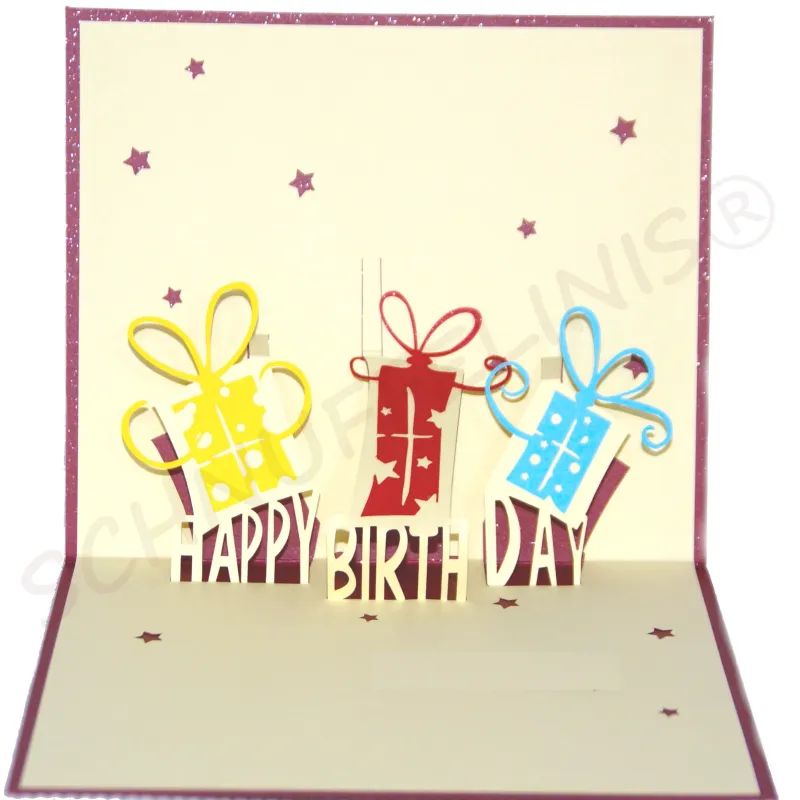 Happy Birthday Geschenke- Popup Karte 3D