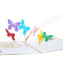 3D Karte Schmetterlinge, 3D Karte Popup Verliebte, Geburtstag Idee