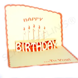 Geburtstagstorte mit Kerzen, 3D Karte, Popup Karte