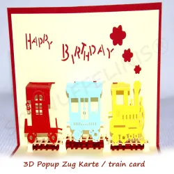 Happy Birthday Card, popup card, Birthday, Train