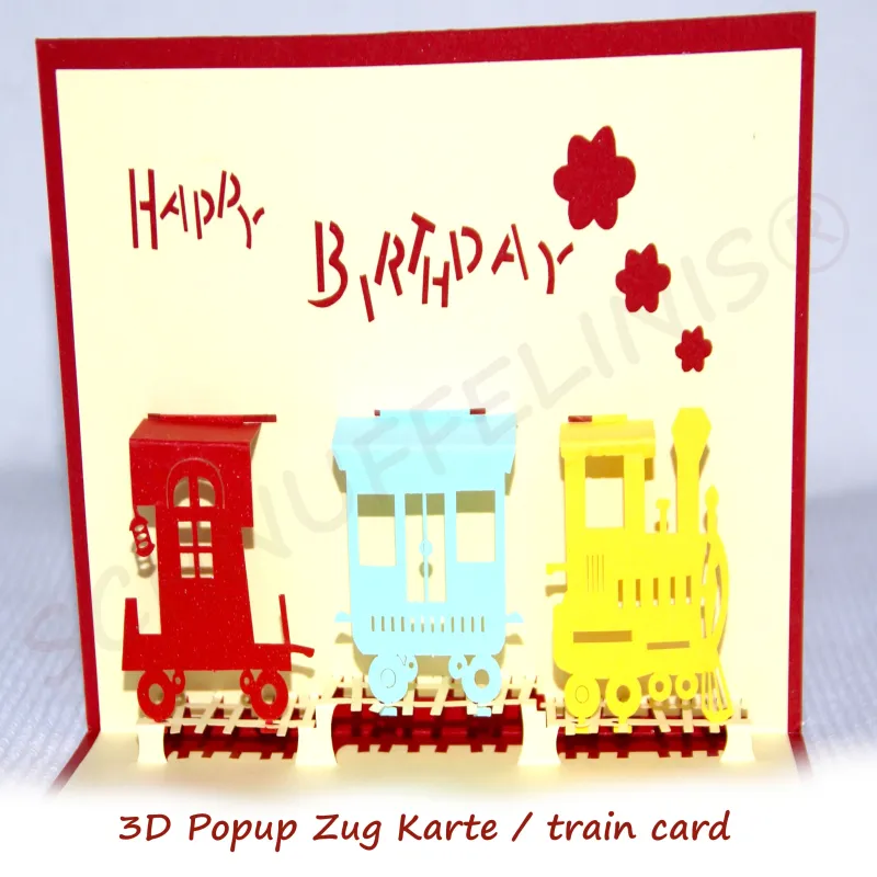 Geburtstagskarte Zug 3D