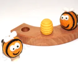 Geburtstagsringe Bienen gefilzt, Filzstecker Holzringe, Bienen Filz