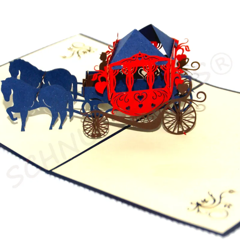 Wedding Card, popup, 3d wedding carriage, Schnuffelinis