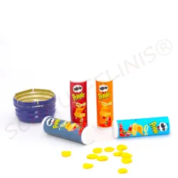 Miniature chips tin, mini potato chips set, tiny chips set