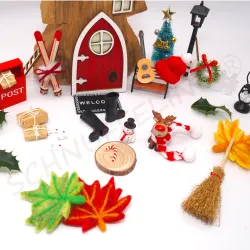 xxl fairy miniature door set, tomte moves in, dollhouse gnome