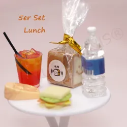 Set repas lutin miniature, boisson, bouteille, sandwich set