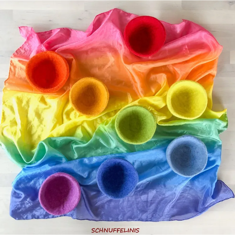 Rainbow felt bowls set, toddler Montessori at home, felt toy