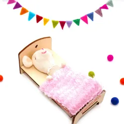 Bett für Miniatur Mäuse, Holzbett Puppenbett Eltern Mäuse