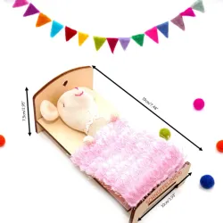Bett für Miniatur Mäuse, Holzbett Puppenbett Eltern Mäuse