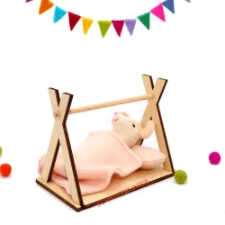 Letto per topolini in miniatura, letto in legno tenda topolini