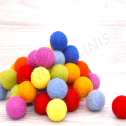 Filzkugeln Regenbogen 4 Größen Mix 3