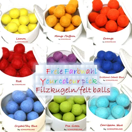 Felt balls 3 sizes, Felt mix pastel, wool Waldorf, felt baby mobile