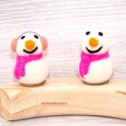 Geburtstagsringe Schneemänner, gefilzter Schneemann Stecker Holzring