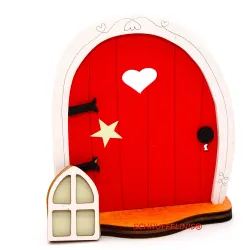 Miniatur Türen rot, Wichtel Tür Fenster, Wichtel Türen gestalten