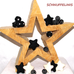 Filzkugeln 5x schwarz weiß gemustert 411