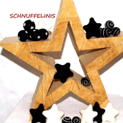 Filzkugeln 5x schwarz weiß gemustert 411