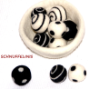 felt balls 5x white black dots swirly 411