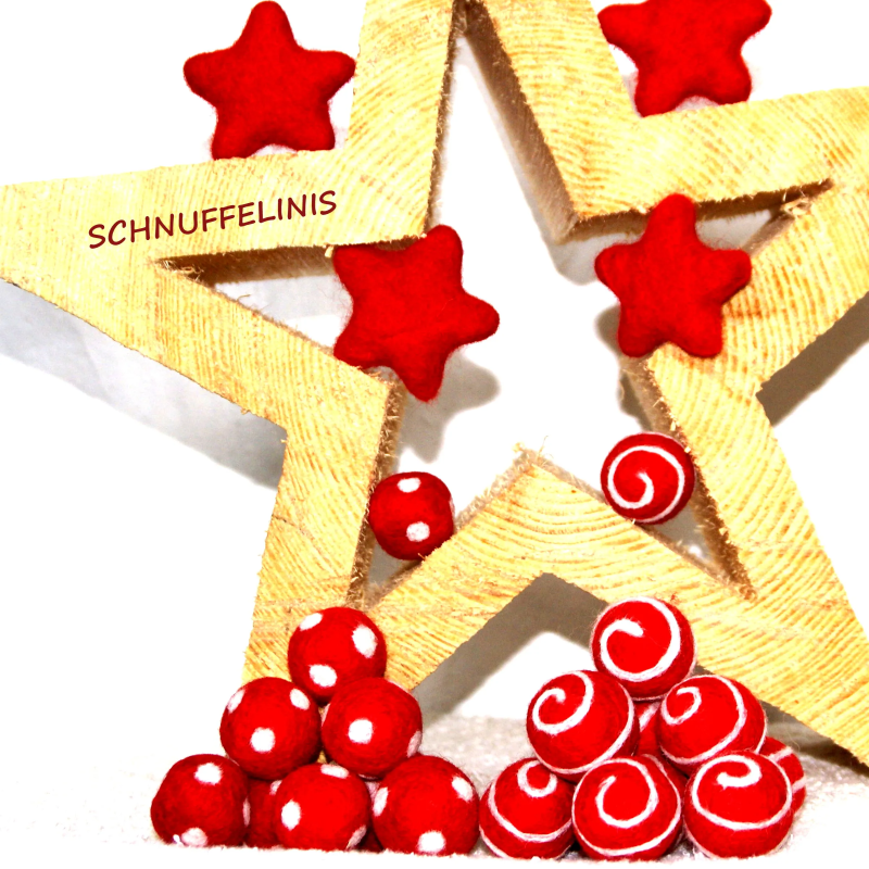 2,5cmFilzkugeln rot weiß, DIY Baumschmuck Filzperlen, rote Filzbälle 2,5cmFilzkugeln rot weiß, DIY Baumschmuck Filzperlen, rote Filzbälle