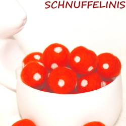 Swirly felt balls, felt balls, polka dotted felt balls