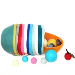 felt bowls, felt toy, Rainbow felt, Montessori toy