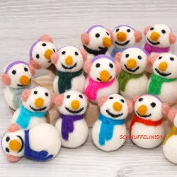 Felt wool snowmen mini, felted snowman, Christmas ornaments
