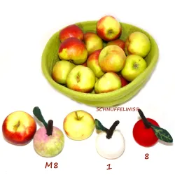 Palline di feltro infeltrite mele dell'amore 6cm, Montessori