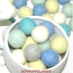 Felt balls pastel mist set, pompoms forzen wool balls, felt beads