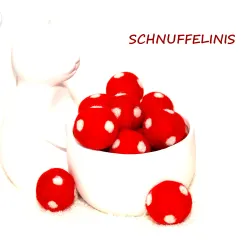 2,5cm Filzkugeln rot weiß, DIY Baumschmuck Filzperlen, rote Filzbälle