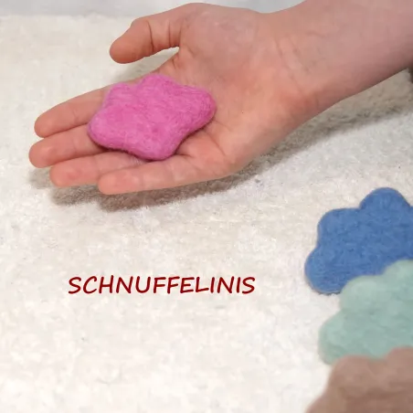 Nuvole di lana infeltrita in diversi colori, nuvole giostrine bambini