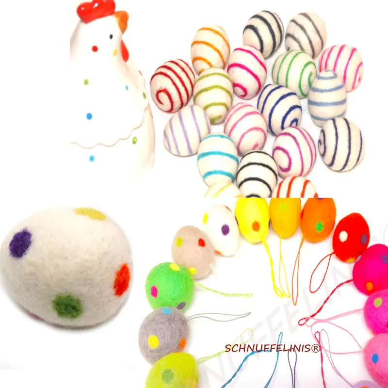 felt balls eggs, swirly egg, felted easter eggs, felt balls egg shape